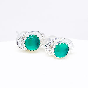 Small Green Onyx Post Earrings