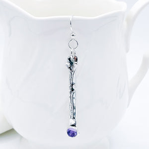 Sterling Silver Twig Totem Earring w/Amethyst