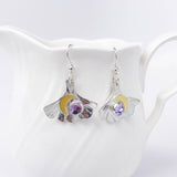 Sterling Silver Amethyst Ginkgo Earrings with Gold