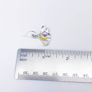 Sterling Silver Amethyst Ginkgo Earrings with Gold