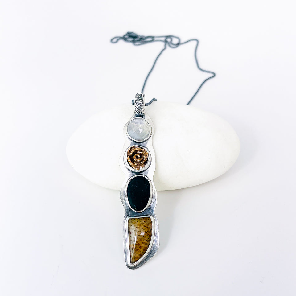 Sterling Silver Bronze Rose Necklace - Eternal Bloom Talisman