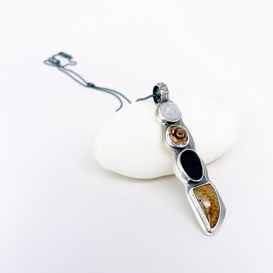 Sterling Silver Bronze Rose Necklace - Eternal Bloom Talisman