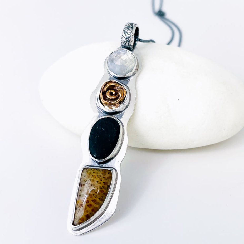 Sterling Silver Bronze Rose Necklace - Eternal Bloom Talisman