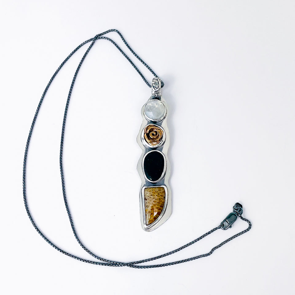 Sterling Silver Bronze Rose Necklace - Eternal Bloom Talisman