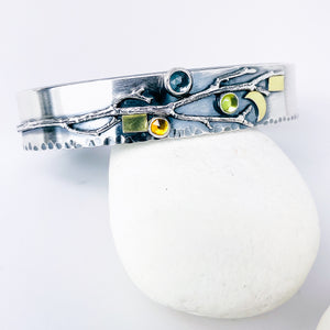 Sterling Silver Multi Stone Nature Cuff - Stillness Talisman