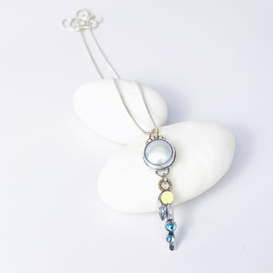 Freshwater Pearl and Blue Topaz Necklace - Inner Wisdom Talisman