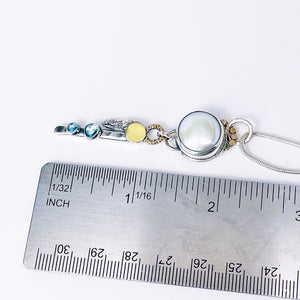 Freshwater Pearl and Blue Topaz Necklace - Inner Wisdom Talisman