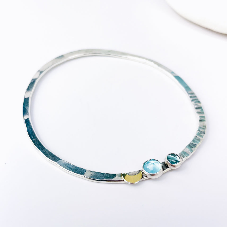 Sterling Silver Bangle Bracelet - Circle of Intention Talisman
