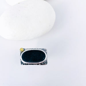 Sterling Silver Basalt Ring - Protection Talisman