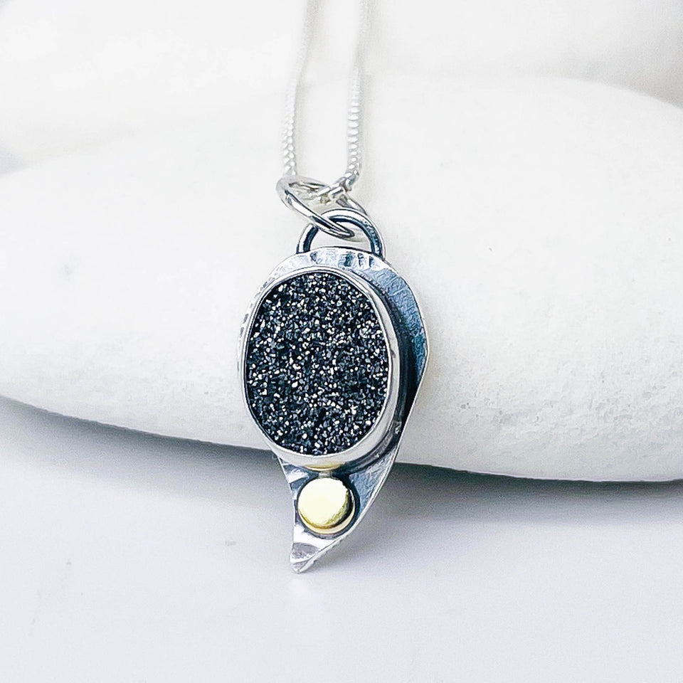Sterling Silver Druzy Necklace - Illumination Talisman