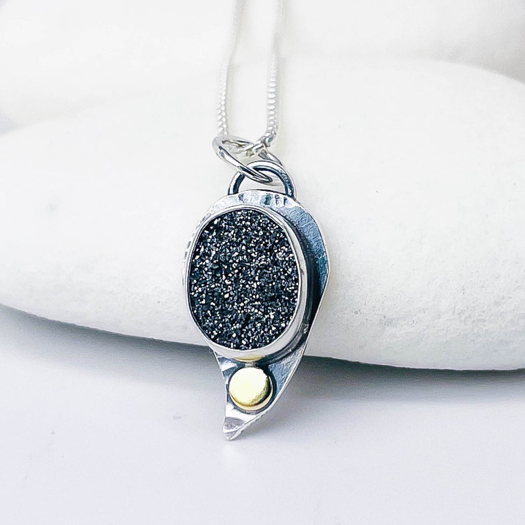 Sterling Silver Druzy Necklace - Illumination Talisman