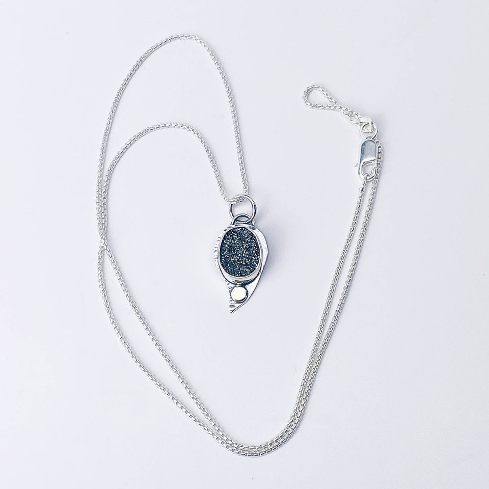 Sterling Silver Druzy Necklace - Illumination Talisman