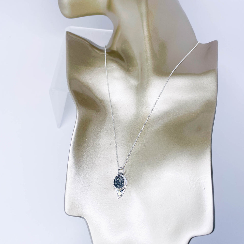 Sterling Silver Druzy Necklace - Illumination Talisman