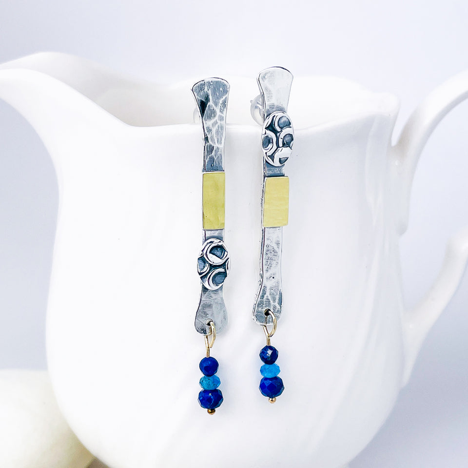 Sterling Silver Totem Talisman Earrings - Dangle Post Earrings