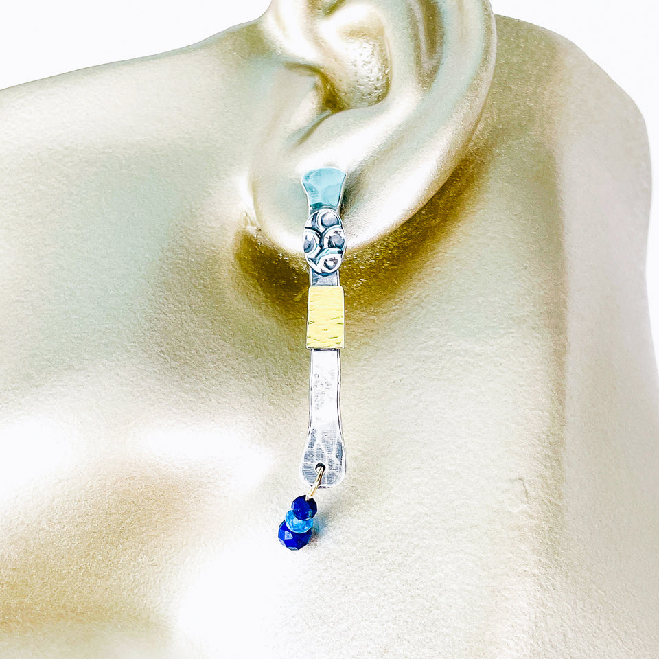 Sterling Silver Totem Talisman Earrings - Dangle Post Earrings