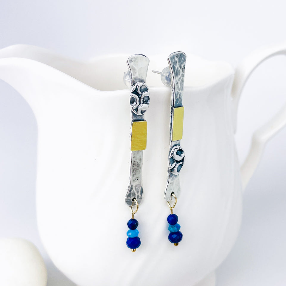 Sterling Silver Totem Talisman Earrings - Dangle Post Earrings