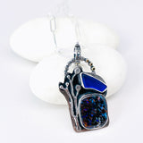 Boulder Opal and Sea Glass Necklace - Creative Awakening Talisman
