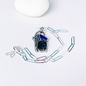 Boulder Opal and Sea Glass Necklace - Creative Awakening Talisman