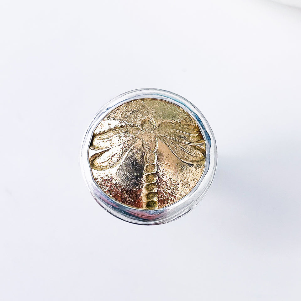 Bronze Dragonfly Ring (Adjustable) - Strength Talisman