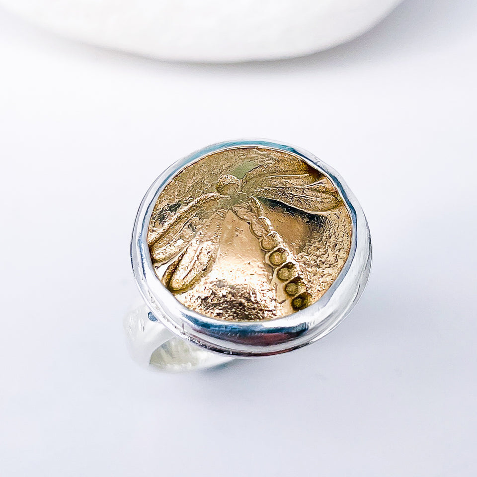 Bronze Dragonfly Ring (Adjustable) - Strength Talisman