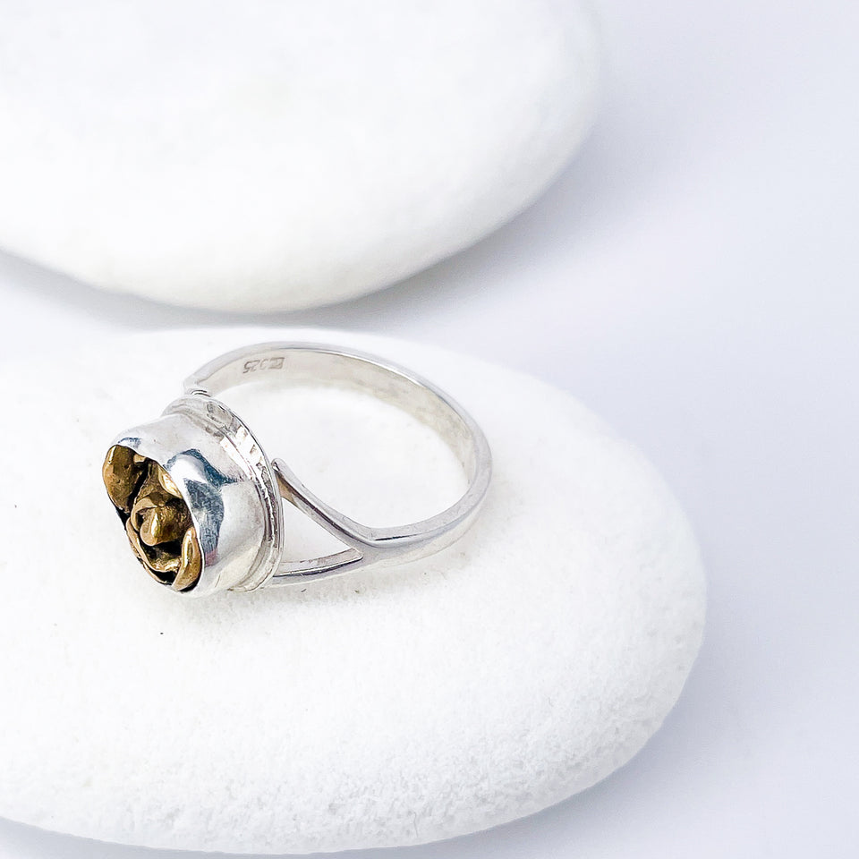 Sterling Silver Bronze Rose Ring Size 8