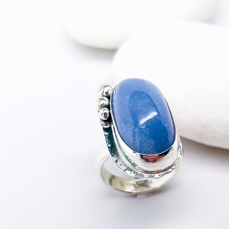 Sterling Silver Chalcedony Ring (Adjustable Size) - Truth Talisman