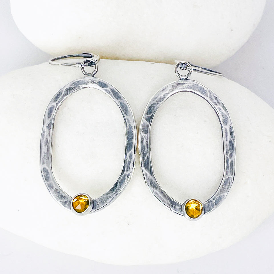 Sterling Silver Citrine Dangle Earrings