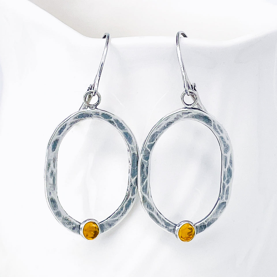Sterling Silver Citrine Dangle Earrings