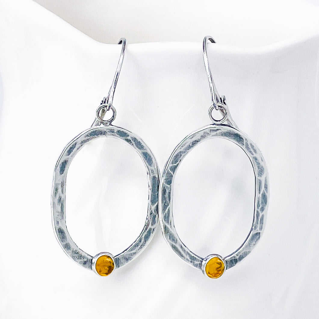 Sterling Silver Citrine Dangle Earrings