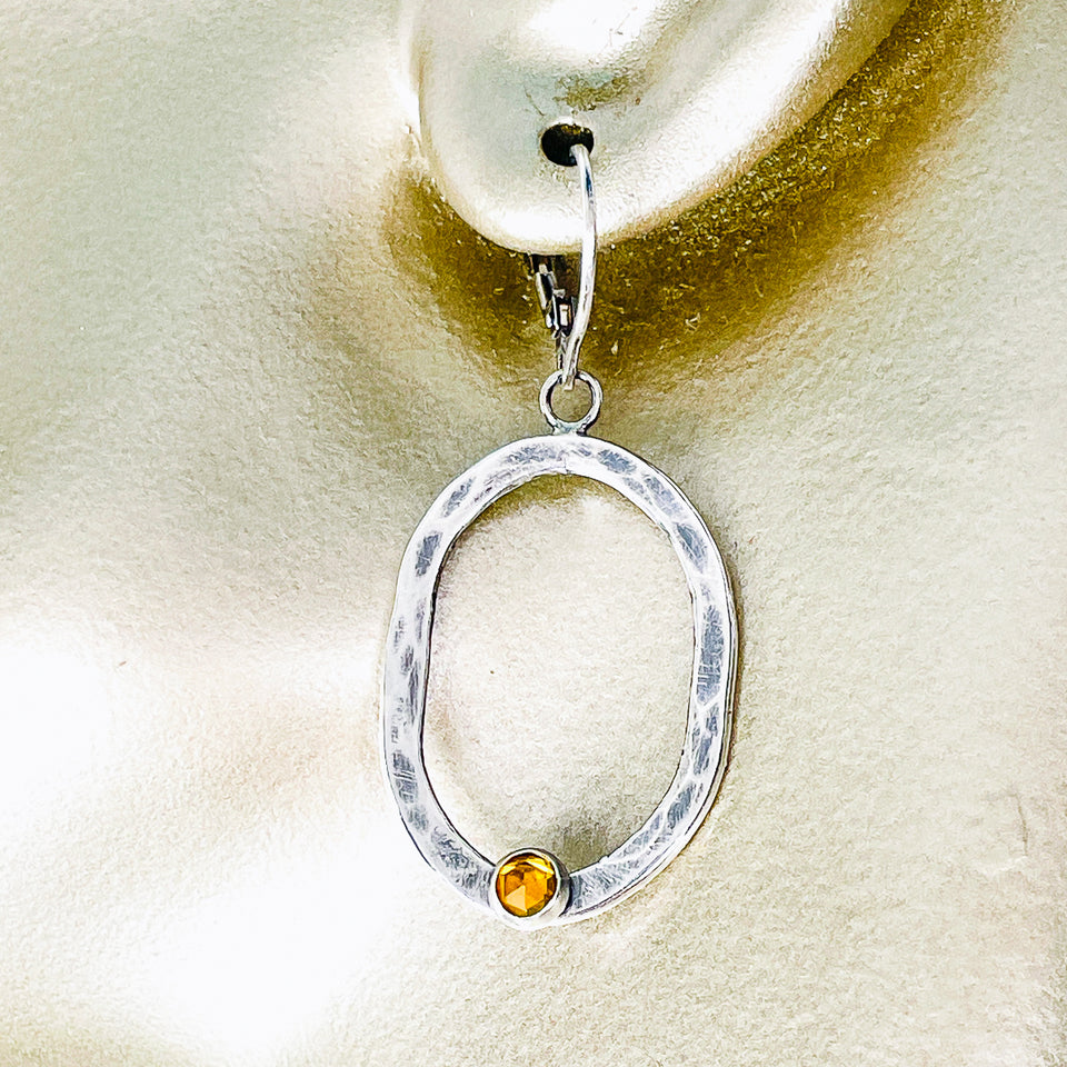 Sterling Silver Citrine Dangle Earrings