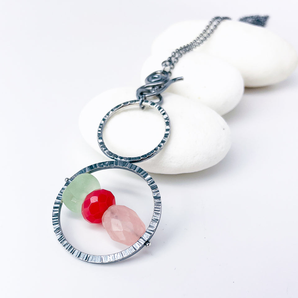 Gunmetal Double Orbit Necklace - Intuitive Flow Talisman