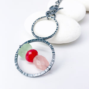 Gunmetal Double Orbit Necklace - Intuitive Flow Talisman