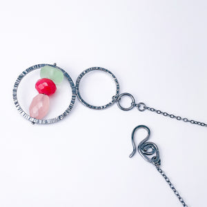 Gunmetal Double Orbit Necklace - Intuitive Flow Talisman