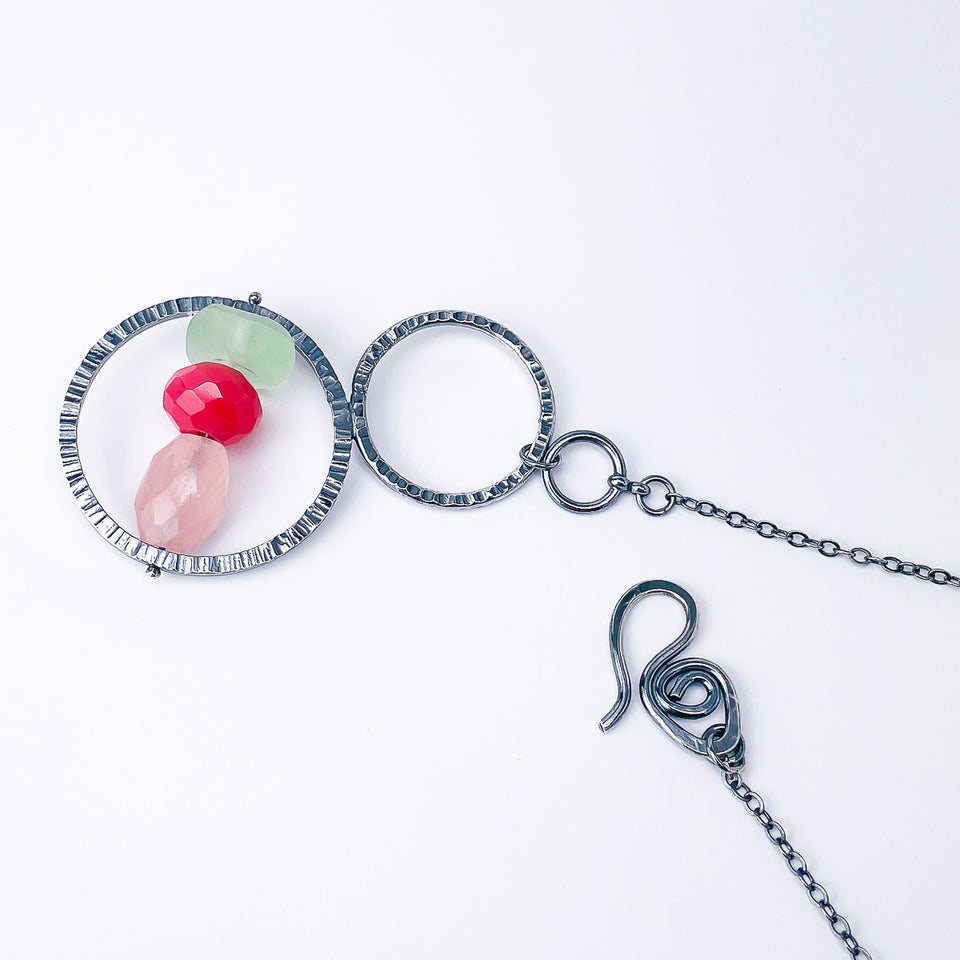 Gunmetal Double Orbit Necklace - Intuitive Flow Talisman