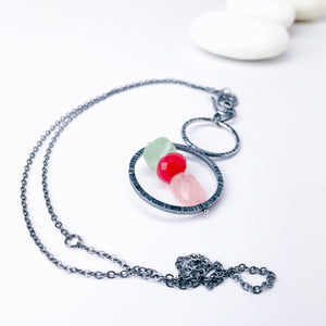 Gunmetal Double Orbit Necklace - Intuitive Flow Talisman