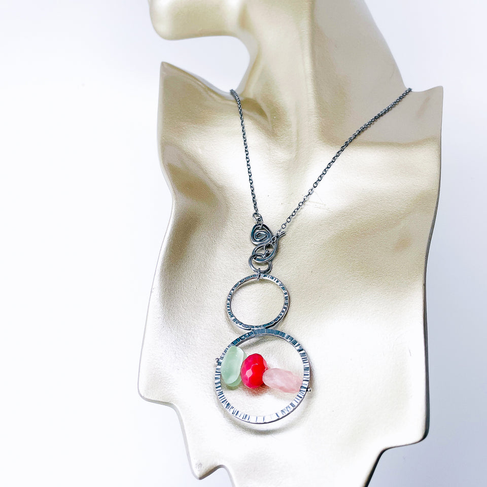 Gunmetal Double Orbit Necklace - Intuitive Flow Talisman
