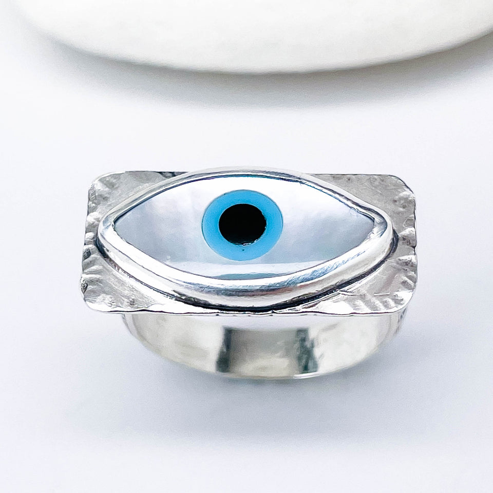 Sterling Silver Eye of Protection Ring - All Seeing Eye Talisman