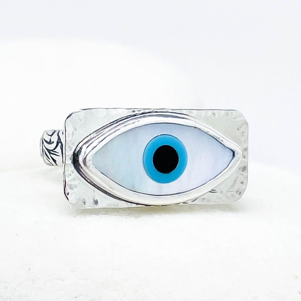 Sterling Silver Eye of Protection Ring - All Seeing Eye Talisman
