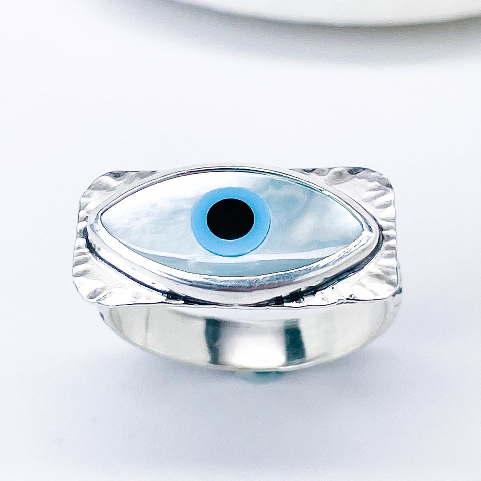 Sterling Silver Eye of Protection Ring - All Seeing Eye Talisman