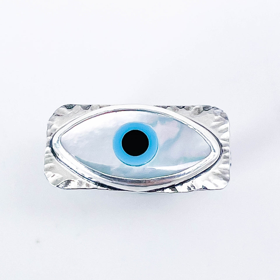 Sterling Silver Eye of Protection Ring - All Seeing Eye Talisman