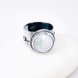 Sterling Silver Freshwater Pearl Ring - Natures Grace Talisman Size 7.5