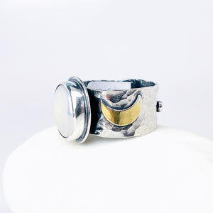 Sterling Silver Freshwater Pearl Ring - Natures Grace Talisman Size 7.5