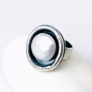 Sterling Silver Freshwater Pearl Ring Size 6 3/4 - Peace Talisman