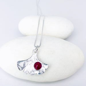 Sterling Silver Ginkgo Pendant Necklace - Resilience Talisman