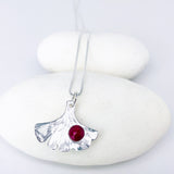 Sterling Silver Ginkgo Pendant Necklace - Resilience Talisman