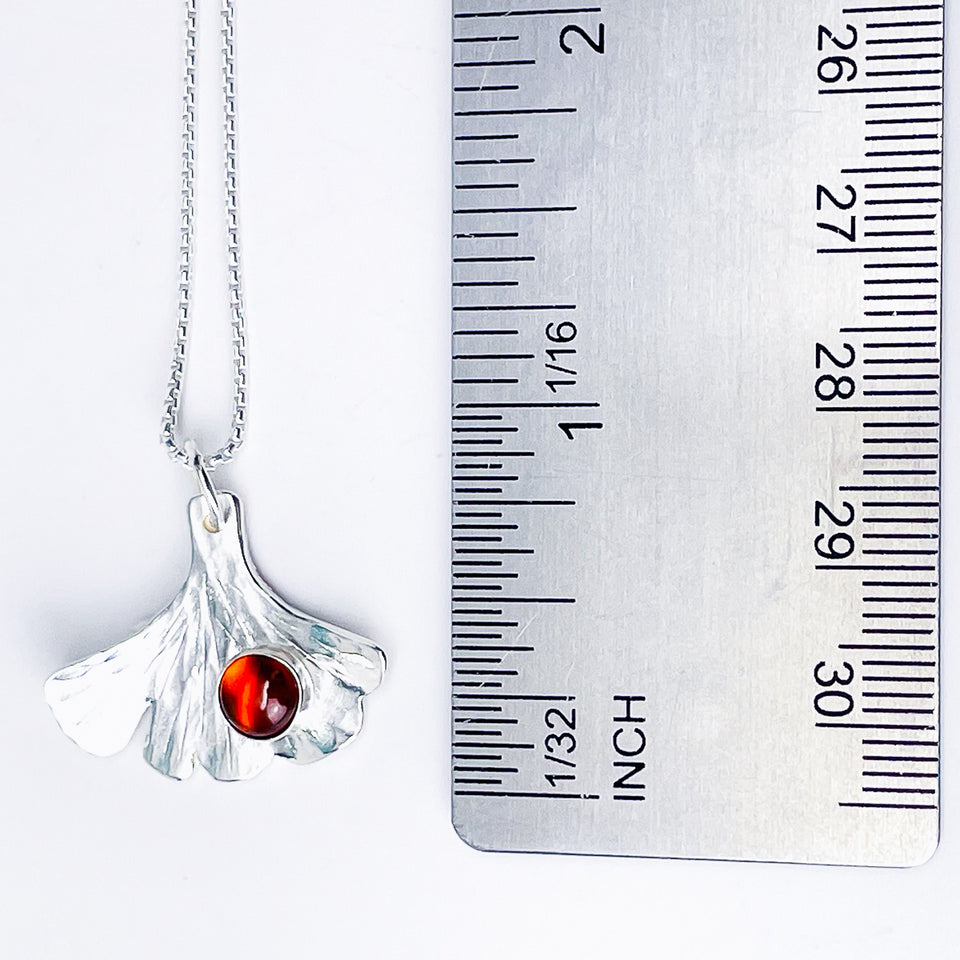 Sterling Silver Ginkgo Pendant Necklace - Resilience Talisman