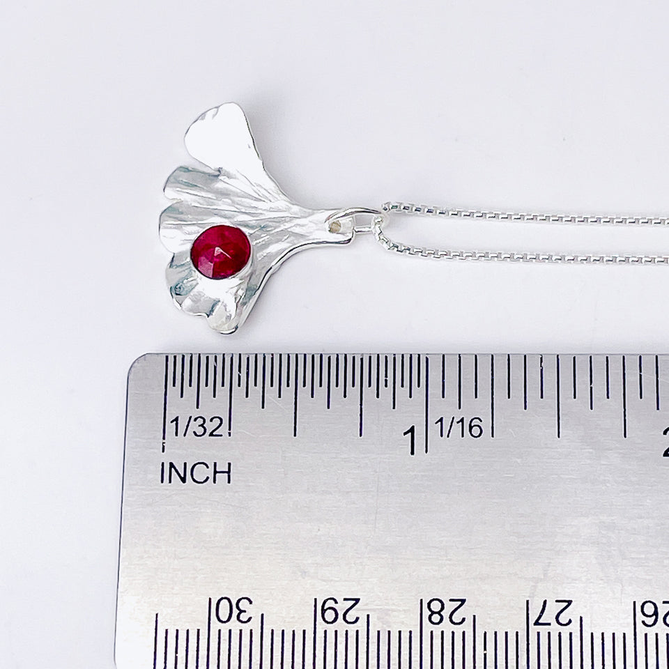 Sterling Silver Ginkgo Pendant Necklace - Resilience Talisman