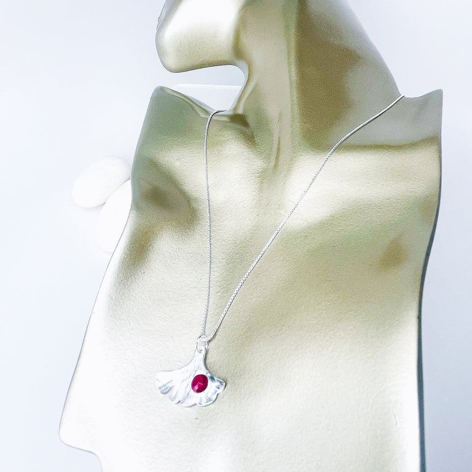 Sterling Silver Ginkgo Pendant Necklace - Resilience Talisman