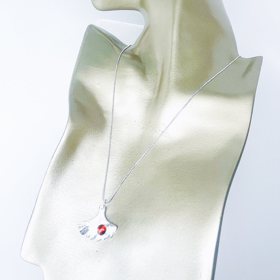 Sterling Silver Ginkgo Pendant Necklace - Resilience Talisman