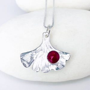Sterling Silver Ginkgo Pendant Necklace - Resilience Talisman